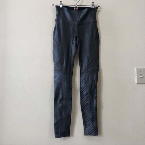 Spanx Faux Leather Grey Moto Leggings - Picture 2 of 7